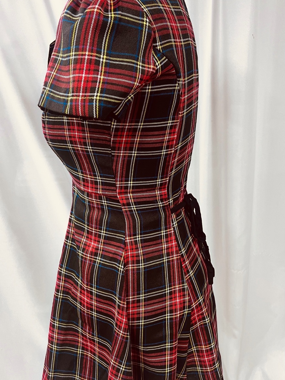 Current Mood Red and Black Plaid Fit-and-Flare Button Dress - Picture 4 of 12